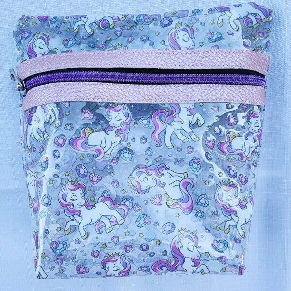 Clear Vinyl Pouch - Unicorn - Pink