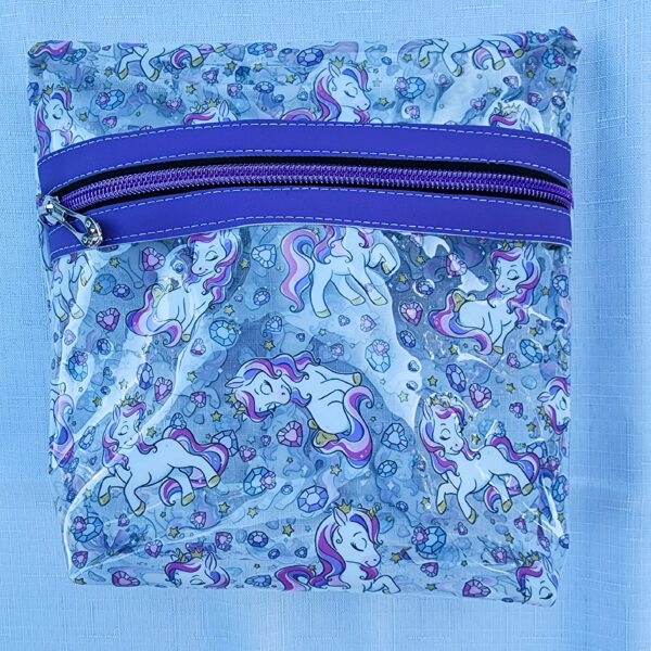 Clear Vinyl Pouch - Unicorn - Purple
