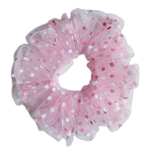 Scrunchie - Pink Polkadot Mesh