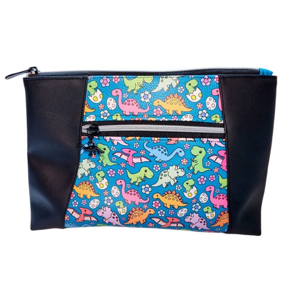 Clutch Bag (No straps) - Teal dinosaur