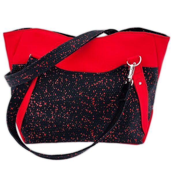 Hiraeth Handbag - Red & Textured black with red metallic speckles