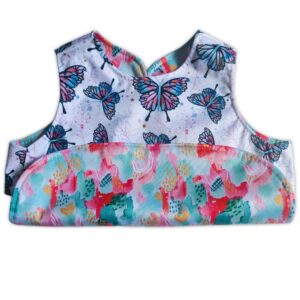 Smock Bib - Reversible - Butterflies & Watermelon splatter