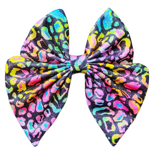 Hair Bow - Large - Animal Black Rainbow